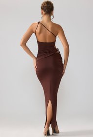 Resim Espresso Daracık Jersey Asimetrik Bel Uzun Etek - M 