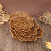 Resim Boho-Şık El Dokuma Rattan Sepet - Atıştırmalıklar, Meyveler ve Daha Fazlası için Çok Yönlü Depolama - Mutfak ve Yemek Dekoru için Mükemmel 