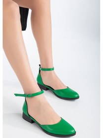 Resim Tilda Kısa Topuk Cilt Ayakkabı Yeşil 
