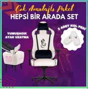 Resim Pro Ayak Uzatmalı Kol Pedli Maximus Beyaz Oyuncu Koltuğu -3 Beyaz 