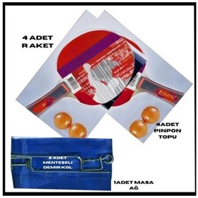 Resim Uyguna-yakala 4 Adet+4 Top+ag Demir Masa Tenisi Raketi-mlz.032 