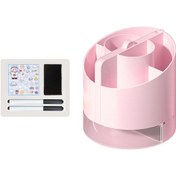 Resim Ximistore9 6'li Bölmeli Çok Amaçlı Kalemlik - Yazı Tahtası, Ayna Ve Telefon Standı Dahil Pembe Pembe 