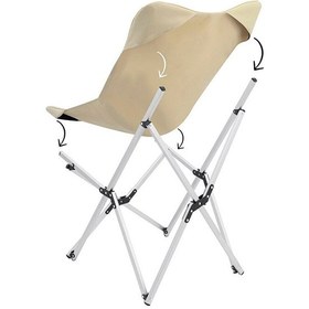 Resim Kamp Ayısı Alüminyum Katlanabilir Kamp Sandalyesi Askılı Omuz Çantalı, Oxford Kumaş, Krem Krem 