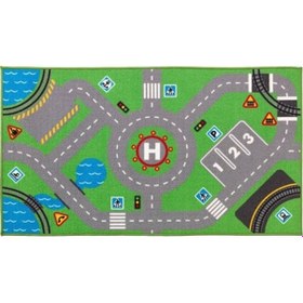 Resim Çocuk Oda Halısı 75x133 cm Alan: 0.99 m² Yıkanır Yeşil Renk Desenli Halı Yeşil 