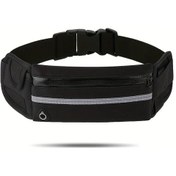 Resim Dashanshop Siyah 5 Renk Seçenekli Outdoor Spor Seyah Bel Çantası Büyük Kapasiteli Unisex Koşu Bisiklet Fitness Esnek Kemerli Telefon Cebi Siyah 