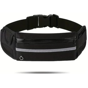 Resim Dashanshop Siyah 5 Renk Seçenekli Outdoor Spor Seyah Bel Çantası Büyük Kapasiteli Unisex Koşu Bisiklet Fitness Esnek Kemerli Telefon Cebi Siyah 