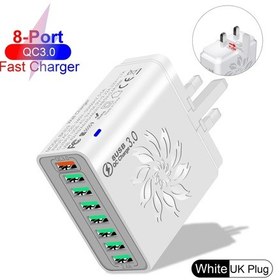 Resim 65 W 8 Port Usb Şarj Aleti Qc Hızlı Şarj Ab/abd/kr/ingıltere Tak Hızlı Şarj Güç Uk White 02 