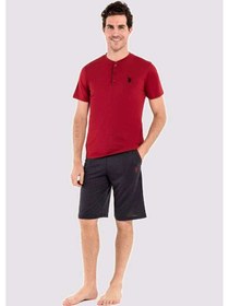 Resim U.S. Polo Assn. U.s Polo Assn. 12005 Erkek 3'lü Pijama Takım -bordo Bordo 