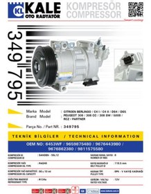 Resim KALE Psa Klima Kompresoru Citroen Berlingo C4 I C4 II Ds4 Ds5 Peugeot 308 3008 508 - 349795 