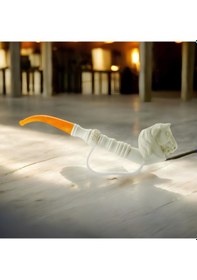 Resim El Yapımı Lületaşı At Başlı Pipo 23 Cm Uzunluk, Akrilik Amber Ağızlık, Özel Oyma Meerschaum Pipo 