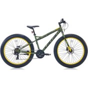 Resim Carraro Fat Bike 432H 26 Jant 21 Vites HD Mat Haki Yeşil Sarı Dağ Bisikleti 