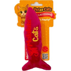 Resim PetzzCats Jr. Fish Matatabi ve Çıngırak Sesli Peluş Kedi Oyuncağı Bordo 17x7 Cm 
