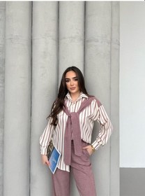 Resim Kadın Sofya Keten 2 Li Alt Üst Takım Pembe 