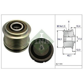 Resim INA 535018110 Alternatör Kasnağı Cmax Focus Fusion / S40 1.6 TDCI 1.6 2.0 