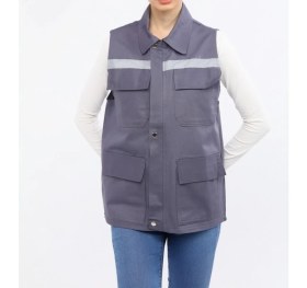 Resim KKDSTOCK 16/12 Gri Gabardin Çok Cepli Reflektörlü İşçi Yeleği 