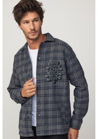 Resim Tudors Relax Fit Kışlık Kareli Baskılı Fleto Cep Salaş Oduncu Gri-füme Erkek Gömlek-29787-multi Çok Renkli 