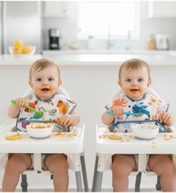 Resim Yorni 2 Adet Ekonomik Set, 6-24 Ay Zoo Ve Sea Desen, Sıvı Geçirmeyen, Cepli, Cırtlı Mama Önlüğü, Önlük Beyaz 