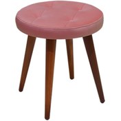 Resim Ankhira Ahşap Ayaklı Tabure (Pembe Renk-Ceviz Ayaklı) 