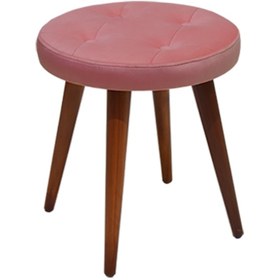 Resim Ankhira Ahşap Ayaklı Tabure (Pembe Renk-Ceviz Ayaklı) 