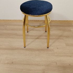 Resim Evko Mobilya Tabure, Bar Taburesi, 2'li Tabure, Gold Ayaklı- Mavi 