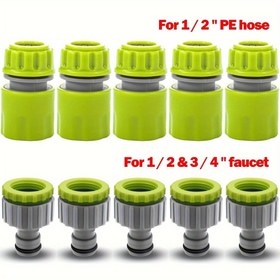 Resim 10 adet/5 set Hortum Hızlı Bağlayıcı 3/4 ve 1/2 İnç Araba Yıkama Hortumu Su Musluğu Konik Bağlayıcı Musluk Adaptörü Araba Yıkama için 