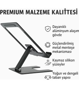 Resim Qasul Katlanabilir Metal Tablet Leptop Tutucu Iskelet Tasarım Katlanabilir, Kaymaz, Metal Gövde 