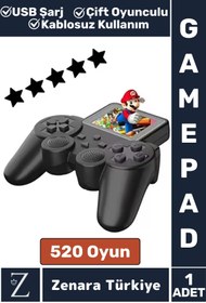 Resim Çift Oyunculu USB Şarj Mini Uyumlu El Atarisi Street Fighter Super Mario 520 Nostalji Oyun Gamepad 