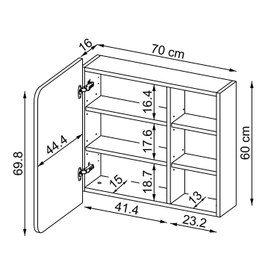 Resim Aynalı Banyo Dolabı - Likya - 70 CM / Külgri 