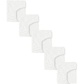 Resim 5 Adet 65 X 95 + 10 Cm Anne Yanı Lastikli Penye Kumaş Bebek Çarşafı-beyaz 