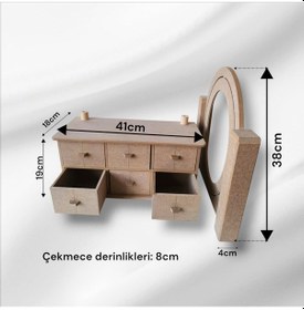 Resim Ahşap-boyanabilir-6çekmeceli Makyaj Masası Ve Organizeri 