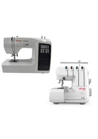 Resim Elmas Tr220 Elektronik Dikiş Makinesi Siyah Ve 328 Ev Tipi 4 İplik Overlok Makinesi Siyah 