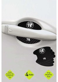 Resim Karbon Tasarımlı Alfa Romeo 75 Kapı İçi Çizik Koruma Ve Estetik Folyo Seti - 4 Parça 75 Yazılı 4 Adet 