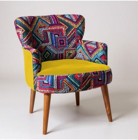 Resim Roma Berjer - Modern Tekli Koltuk - Dijital Baskı Kumaş - Sarı 