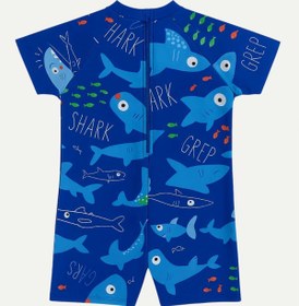Resim My Kids Wear Boneli ,Pervaz Fermuarlı ,Güneş Korumalı Erkek Çocuk Tulum Mayo 