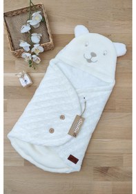 Resim Kız Erkek Bebek Unisex Krem Triko Kundak Anakucağı Stl4874 Beyaz - Fuşya 