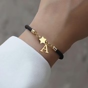Resim 1PC Alfabem Şarmı Ayarlanabilir Bileklik, Moda Milan Kord İpliği ile Paslanmaz Çelik Harfler A-Z ve Yıldız Pendent, Günlük Giyim ve Tatil Aksesuarı için İdeal, Arkadaşlarınız ve Sevdiğiniz Kişilere Özel Hediye - 15 Yaş Üstü 