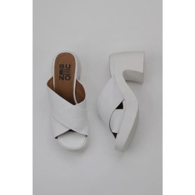 Resim Bueno Shoes Beyaz Deri Kadın Topuklu Terlik 01WY12201 01WY12201 
