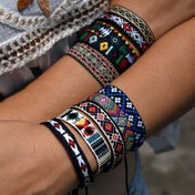 Resim 10 Adet Bohem El Dokuma Bileklik Seti Kadınlar için, Vintage Boho Stili, Örgü El İşi, Günlük ve Parti Etkinlikleri için Çok Yönlü, Tüm Sezon Aksesuarı 