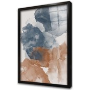 Resim Soyut Mavi Turuncu Çerçeveli Cam Tablo-173445 