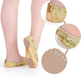 Resim jojofuny 1 Çift Bale Dans Ayakkabıları Bale Dönü Ayakkabı Düz Dans Çorabı ışıltılı Bale Ayakkabıları Kız Çorap Yoga Çorap Ayakkabı Payet Bale Ayakkabıları Payetler Kaymaz Ayakkabılar Gelin 