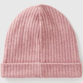 Resim United Colors of Benetton Erkek Çocuk Pembe 3D İşlemeli Astarlı Nervürlü Bere 