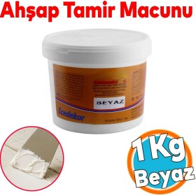 Resim Ahşap Parke Tamir Dolgu Çizik Giderici Masif Kaplama Beyaz Renk 1 kg Boşluk Doldurucu Onarım Macunu 