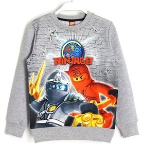 Resim Lego Ninjago 3D Baskı Çocuk Sweatshirt 5-13 Yaş Gri 