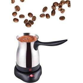 Resim Paslanmaz Çelik Türk Kahvesi Makinesi 6 Fincan Kpasiteli Elektrikli Cezve 