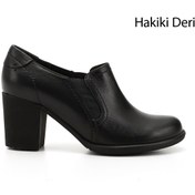 Resim GÖNDERİ(R) Kadın / Kız Siyah Orta Kalın Topuklu Hakiki Deri Ayakkabı 