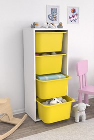 Resim Pratico Cara 4 Derin Sepetli Çok Amaçlı Oyuncak Dolabı Mutfak Kiler Dolabı Dolabı Sarı 