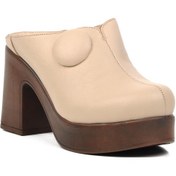 Resim Venüs 2217013y Bej Hakiki Deri Kadın Topuklu Sabo Terlik 001 