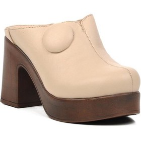 Resim Venüs 2217013y Bej Hakiki Deri Kadın Topuklu Sabo Terlik 001 