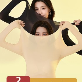 Resim 2 Adet Dikişsiz Termal İçlik Üstü, İnce Yumuşak Rahat Uzun Kollu Alt Katman Üstü, Kadın Termal İçlik ve Pijama, Rahat Ev Kıyafeti,Kışlık Pijama Takımı,Minimalist Pijama Takımı,Temel Stil,Esnek Malzeme,Nefes alabilen iç çamaşırı,Kadın İç Çamaşırları,Kış Temel Gereçleri 