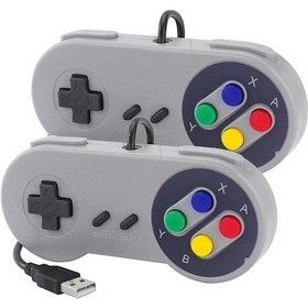 Resim 2 Adet-kablolu Usb Oyun Denetleyicisi Gamepad Retro Joypad Siyah Gri Gamepad Pc İçin Nespi 4 4 Kılıf İçin Ahududu Pi 5/4/3b + 